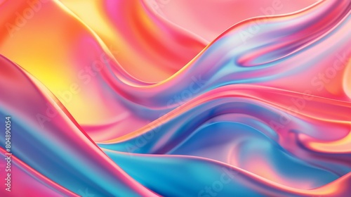 A vibrant display of swirling colors creating a fluid, wave-like pattern. A dynamic and colorful abstract design that resembles liquid silk in motion © AvectStock
