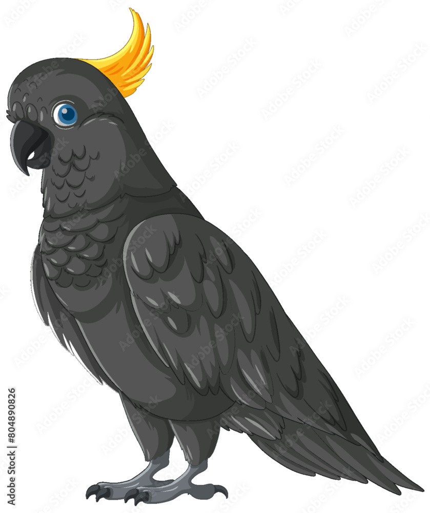 Obraz premium Vector illustration of a grey cockatoo with yellow crest.