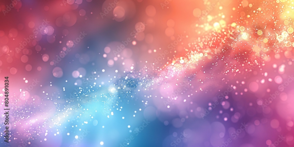A blurred pastel background with bokeh lights, featuring an abstract light effect, glowing particles, and a soft glow of pastel colors on a gradient background.