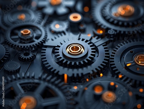 Intricate Mechanical Gears Showcasing Technical Innovation and Conceptual Business Strategy photo
