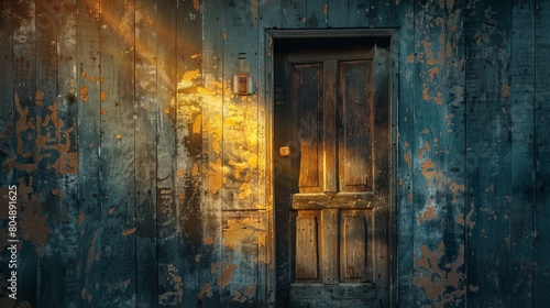 A rustic, vintage door slightly open, with golden light streaming through, hinting at hidden treasures and successful ventures beyond