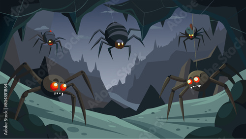 Hidden deep within the caves of Intimidation Island are giant spiders whose webs hang like s waiting to ensnare any unsuspecting prey..