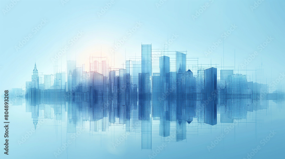 City background architectural with drawings of modern for use web, magazine or poster vector design.