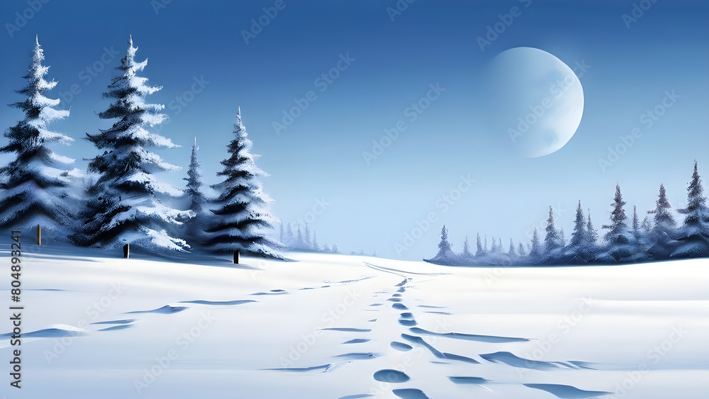 Winter landscape combined with minimalist composition Winter landscape combined with minimalist composition