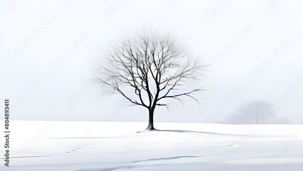 Winter landscape combined with minimalist composition Winter landscape combined with minimalist composition