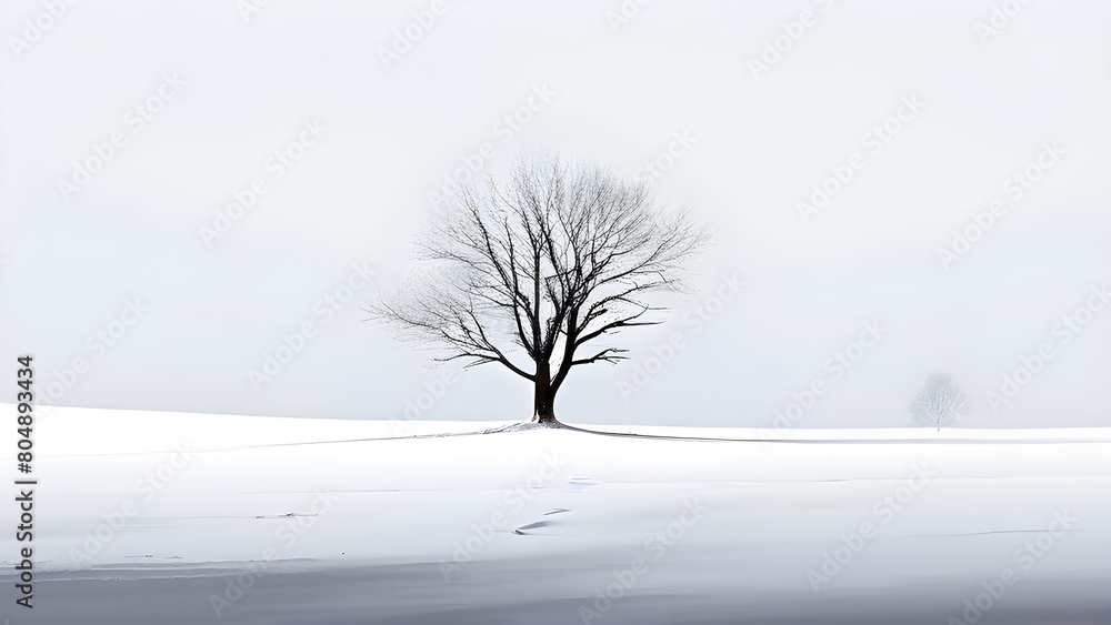 Fototapeta premium Winter landscape combined with minimalist composition