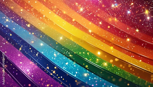 Colorful LGBTQ+ Pride Poster with Rainbow Glitter Accents