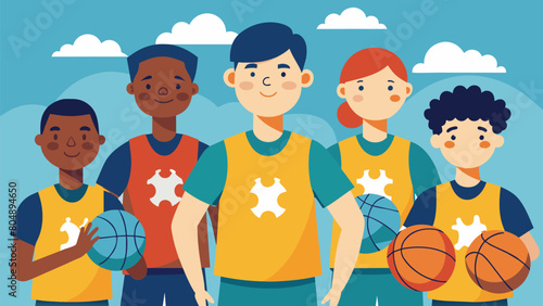 A basketball team where players with autism are able to showcase their unique skills and contribute to the teams success.. Vector illustration