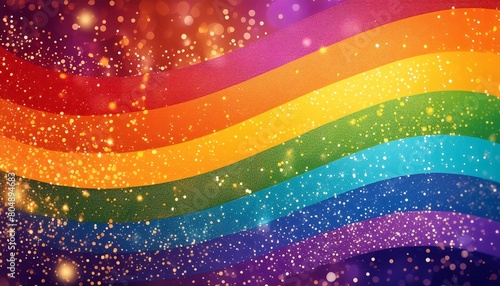 Vibrant Rainbow LGBTQ+ Pride Banner with Glitter Background