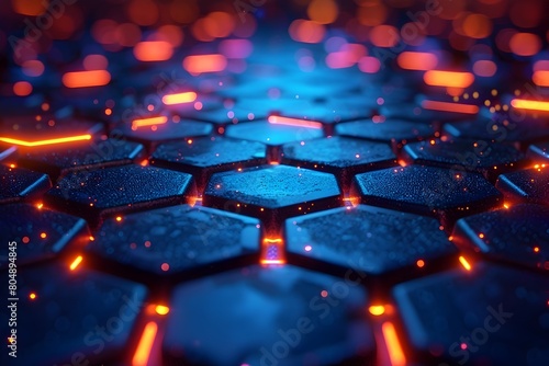 Mesmerizing Hexagonal Glow:Futuristic 3D Abstract Background