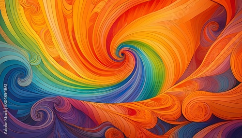 Rainbow Colorful Spiral Artistic Design with Dynamic Lines and Swirls
