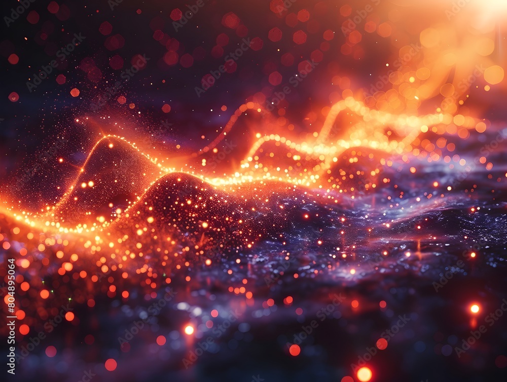 Mesmerizing Sound Wave Rhythm Surface with Radiant Particle Effects Mesmerizing Sound Wave Rhythm Surface with Radiant Particle Effects