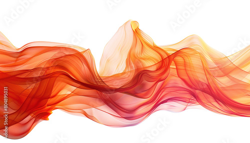 Sunset orange abstract waves flowing, crisply isolated on white, high-definition capture.