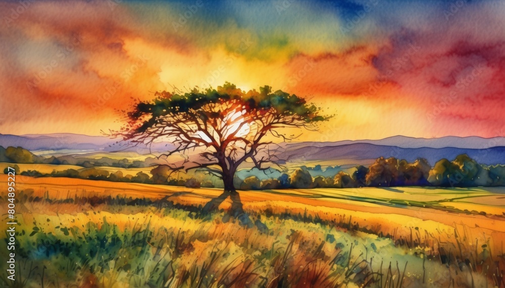 Fototapeta premium Watercolor Scenery