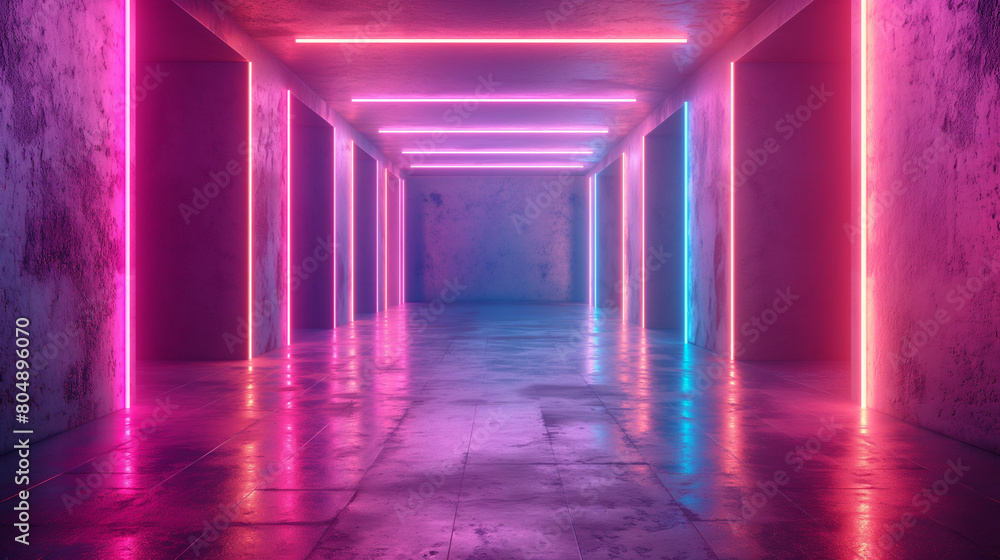 Empty room with abstract neon lighting. Empty room with abstract neon lighting.