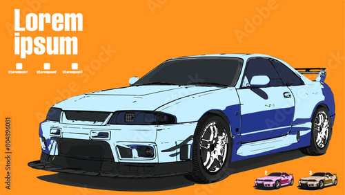 Japanese domestic car illustration, anime style