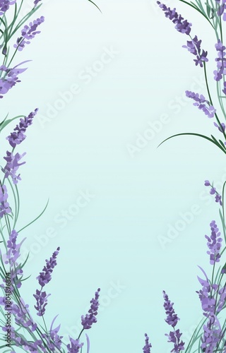 A watercolor painting of lavender flowers on a pale blue background.