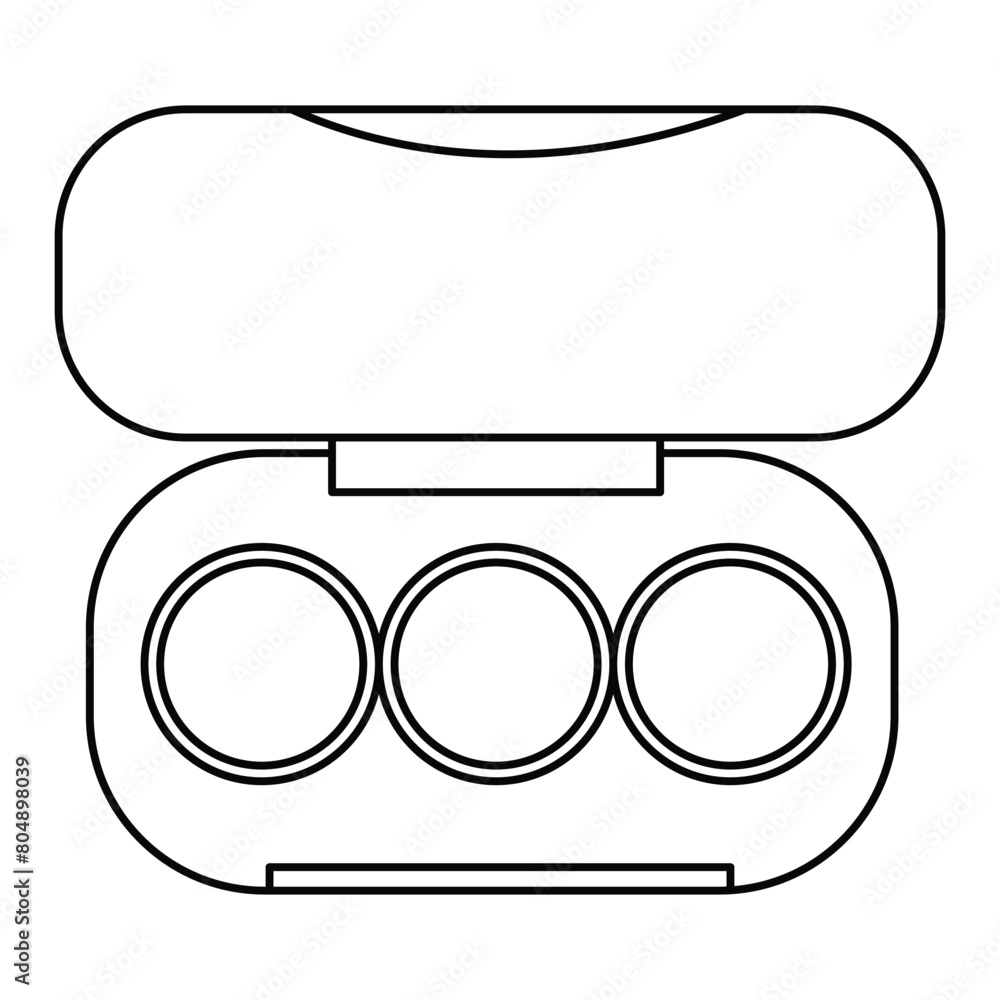 Eyeshadow palette. Black plastic square case with Three colorful powder matte samples. Top view makeup box isolated on white background. Vector realistic 3d beauty product template. Eyeshadow palette. Black plastic square case with Three colorful powder matte samples. Top view makeup box isolated on white background. Vector realistic 3d beauty product template.