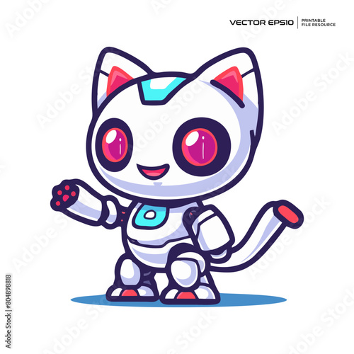 cute robot cat futuristic, character, mascot, logo, design, illustration, eps 10 © mochiro