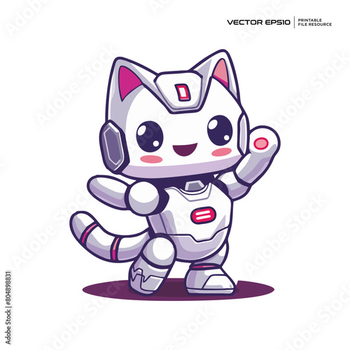 cute robot cat futuristic, character, mascot, logo, design, illustration, eps 10