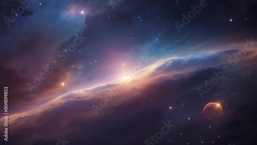 A vibrant  cosmic canvas of stars and nebulae abstract celestial background design