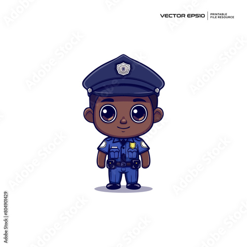 cute security officer, character, mascot, logo, design, illustration, eps 10