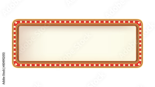 Retro advertising sign red marquee gold light board on white background. Vector illustration