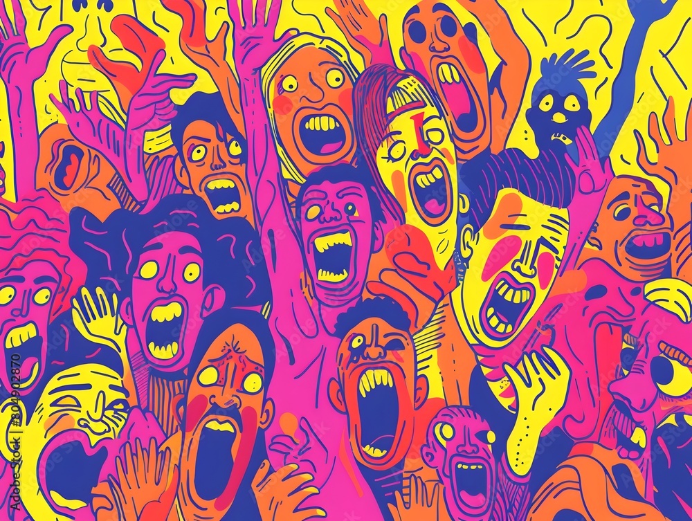 Vibrant Hand Drawn of a Joyful Exuberant Community Vibrant Hand Drawn of a Joyful Exuberant Community