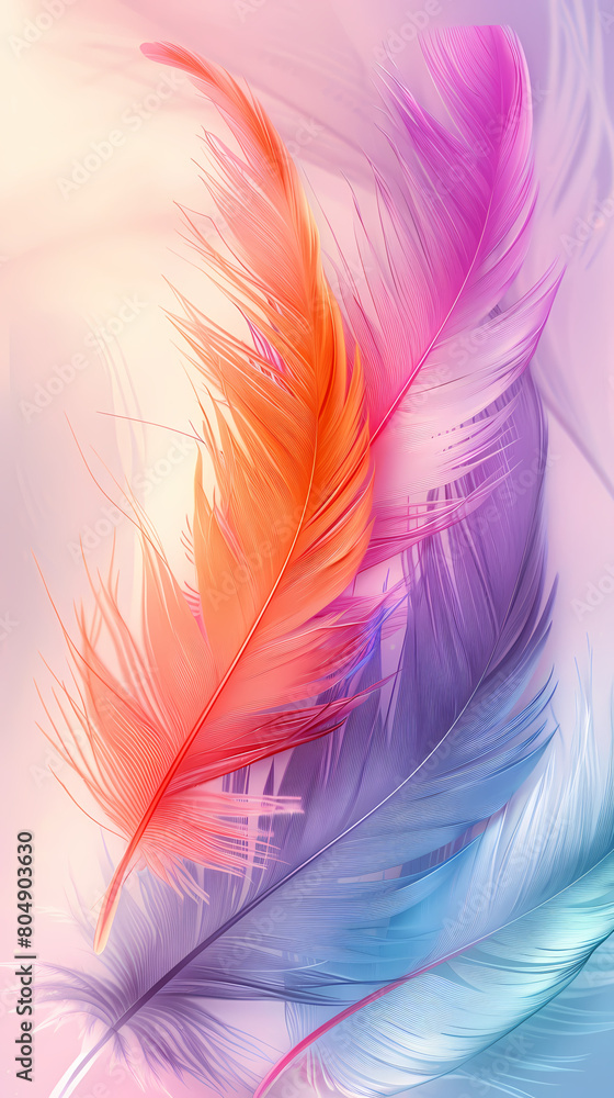 Fototapeta premium Background of soft and blurred chicken feathers in beautiful colors,Vector illustration