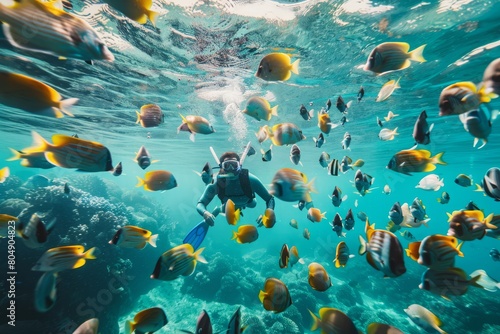 underwater adventure showcasing a snorkeler photo