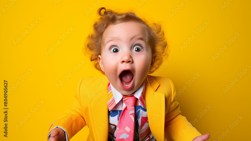 Baby with Blazer and Hilariously Silly Expressions in Vibrant Contrast Baby with Blazer and Hilariously Silly Expressions in Vibrant Contrast
