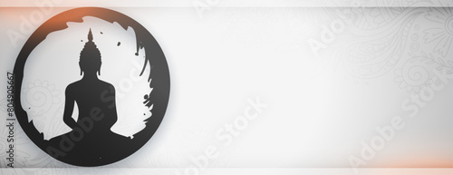 happy buddha purnima or vesak day grey banner with text space