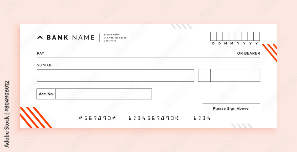 modern bank cheque checkbook. money draft voucher modern bank cheque checkbook. money draft voucher