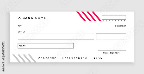 white bank cheque, check paper template design