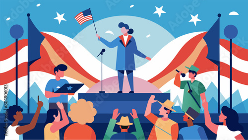 Revel in the dynamic energy of a live radio performance as we pay tribute to the bravery and sacrifices of our forefathers on this Fourth of July.. Vector illustration photo