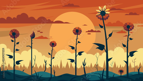 As the sun sets over the garden the once wilted and damaged plants now stand tall and strong representing the resilience of the brain through.