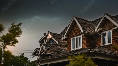 Wallpaper Mural a house struck by lightning in extreme weather Torontodigital.ca