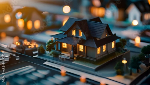 A realistic portrayal of a real estate market analysis session with experts examining illuminated reports and graphs on property trends highlighting investment returns and sector growth strat photo