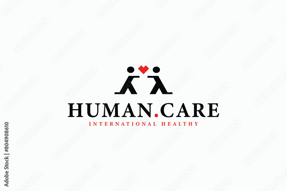 modern human care international healthy symbol logo design vector illustration for agency, company, community and brand business. creative geometric human care logo vector design template isolated