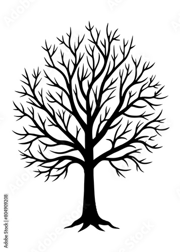 Winter tree silhouette vector illustration isolated on a white background   © Sumondesigner_42