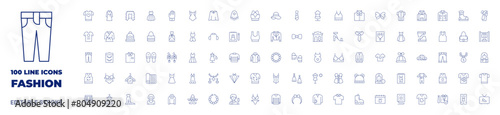 100 icons Fashion collection. Thin line icon. Editable stroke. Fashion icons for web and mobile app. photo