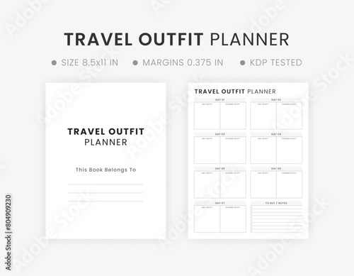 Printable Travel Outfit Planner Template, Daily Outfit Planner for Business Trip & Vacation, Tour Packing List