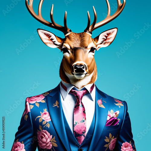 Deer in glam fashionable couture high end outfits © mdabu