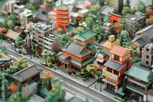 Meticulously Crafted 3D Isometric Diorama of Shibuya Neighborhood in Tokyo s Vibrant Urban Landscape photo