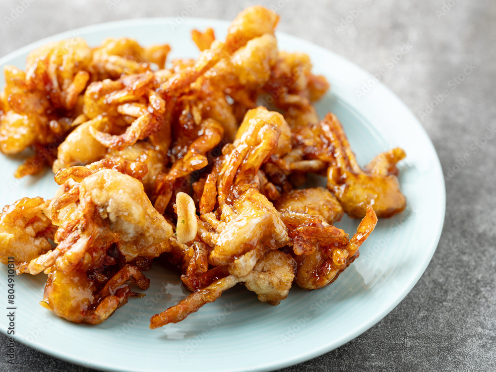fried crab on a plate fried crab on a plate
