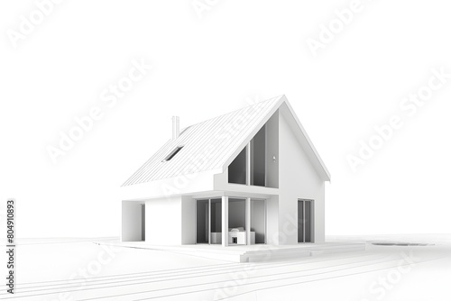 Minimalist White 3D House Model on Clean Background © milkyway