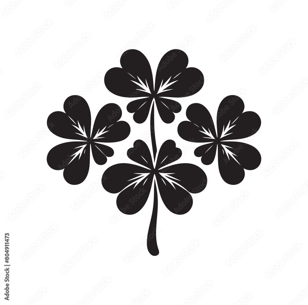 Four leaf clover icon vector illustration Black icon isolated on white background silhouette Four leaf clover icon vector illustration Black icon isolated on white background silhouette