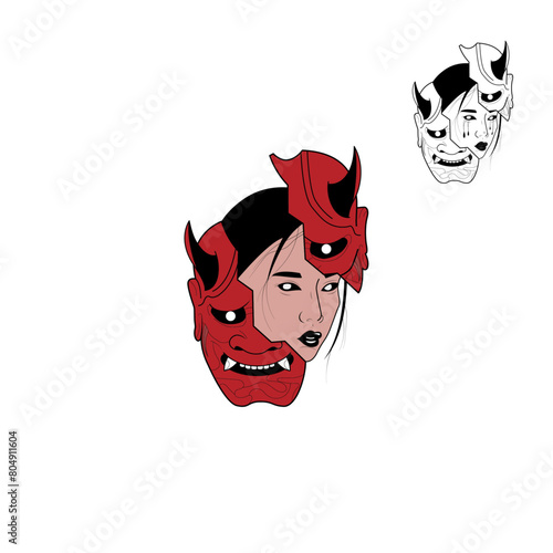 
devil inside the pretty face tattoo design, T-shirt design.