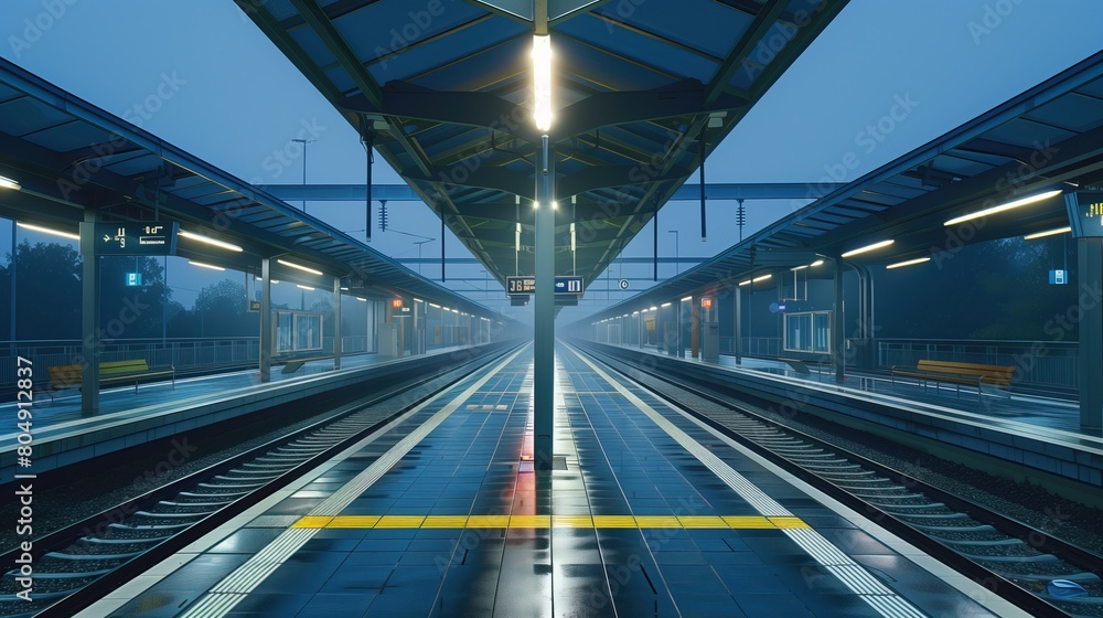 Photo of a clean empty subway without people Photo of a clean empty subway without people