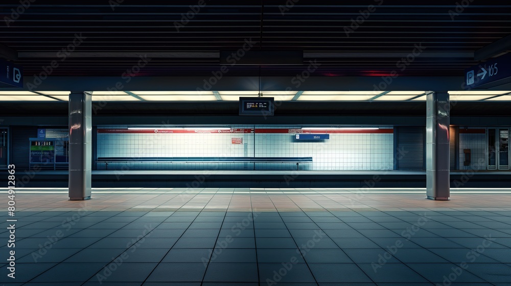 Photo of a clean empty subway without people Photo of a clean empty subway without people